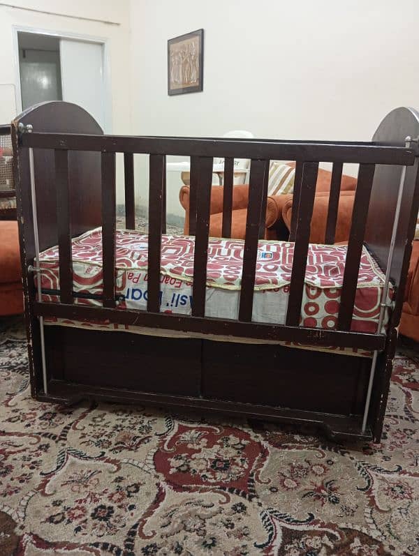 WOODEN BABY COT/CRIB with Thick mattress 4