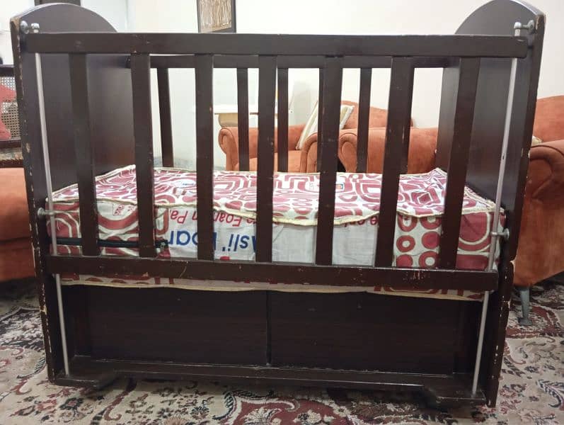 WOODEN BABY COT/CRIB with Thick mattress 5