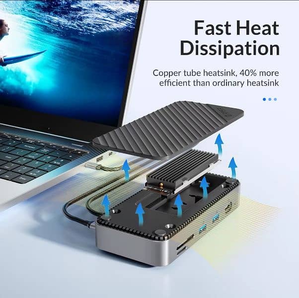 ORICO 10 in 1-USB C HUB with Cooling Fan M. 2 NVMe SATA SSD Enclosure 15