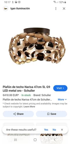 Schuller Narisa spanish 24k gold plated ceiling lamp.