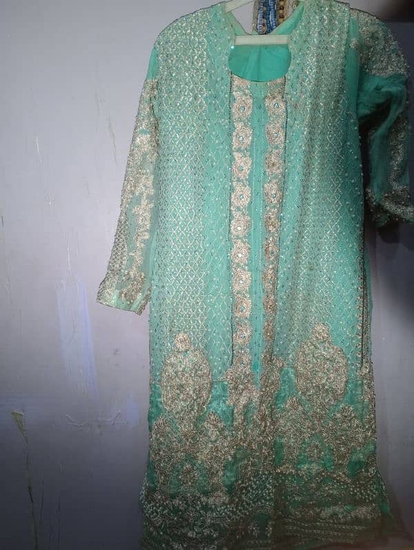 green color qamiz 3pease hand made working 1