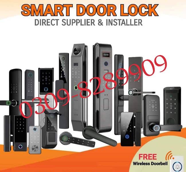 smart handle electric security door lock wooden tuya application 0