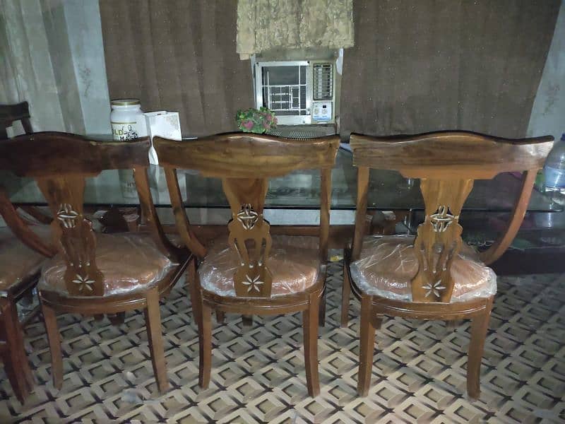 8-Seater Glass Dining Table with Wooden Chairs - Excellent Condition! 0