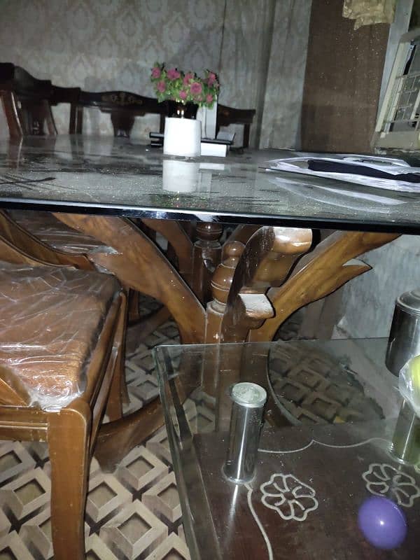 8-Seater Glass Dining Table with Wooden Chairs - Excellent Condition! 1