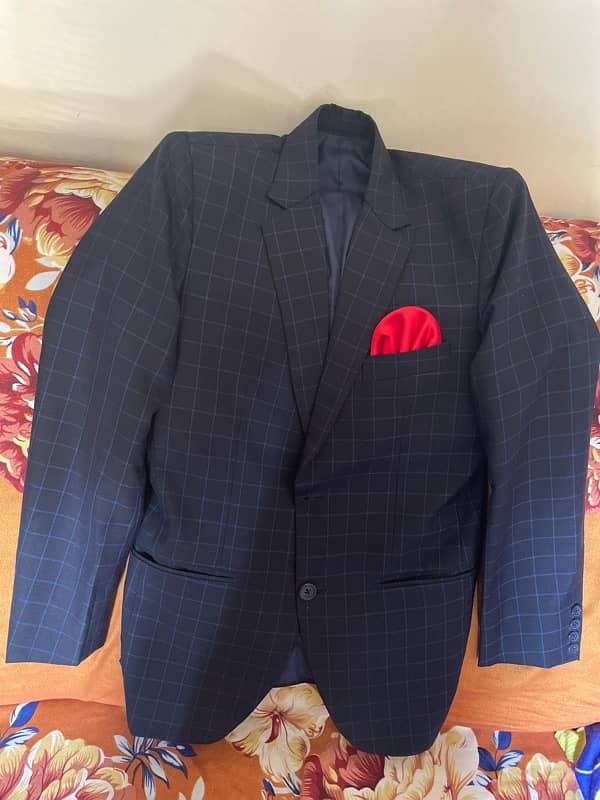 Pent coat 2 piece blue check color  with white shirt 1