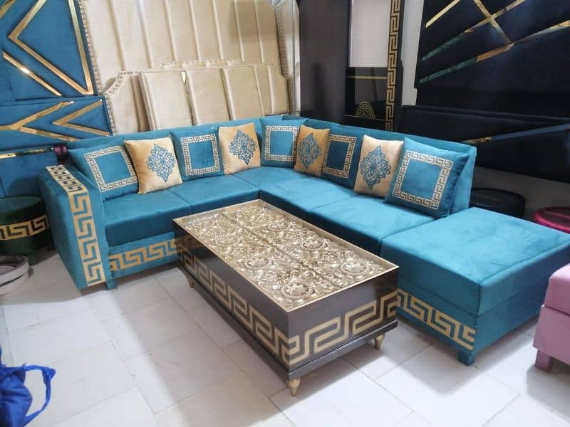 L shape sofa / corner sofa / six seater / velvet sofa / Sofa for sale 15