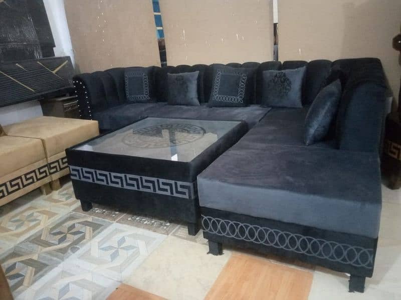 L shape sofa / corner sofa / six seater / velvet sofa / Sofa for sale 16