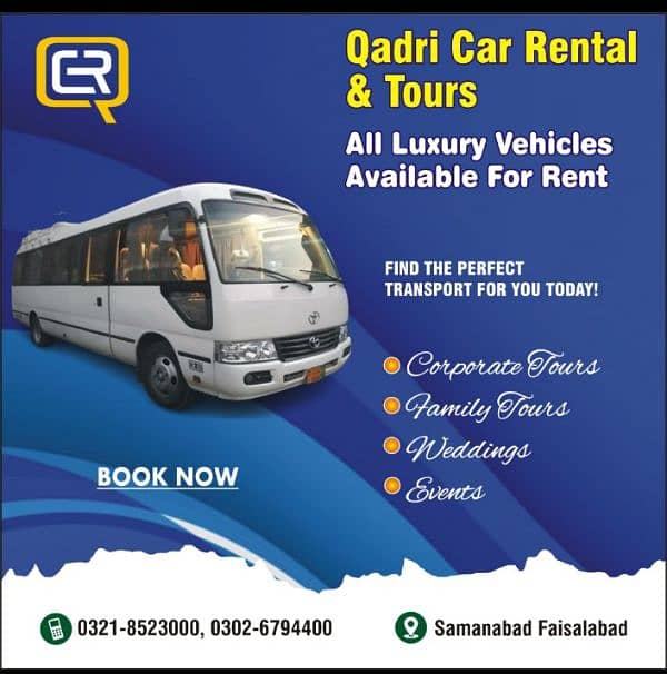 Qadri Rent A Car & Tours Samanabad FSD 03218523000 03026794400 13