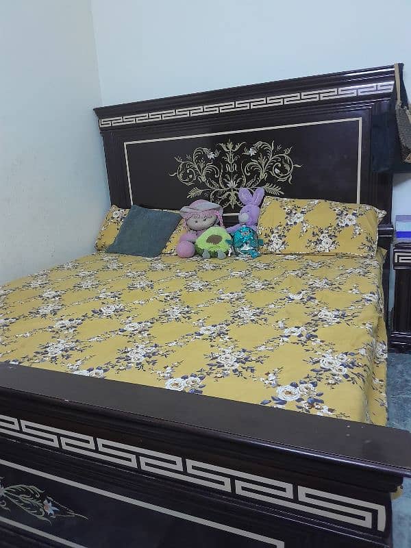 Wooden bed with side tables and dressing for sale 3