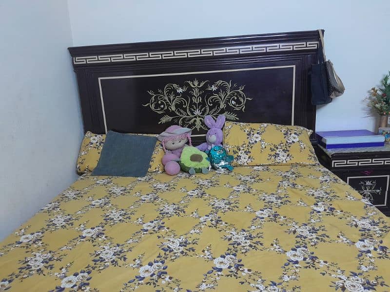 Wooden bed with side tables and dressing for sale 5