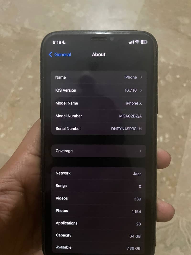 IPHONE X 64GB PTA APPROVED (ALL OK) 7