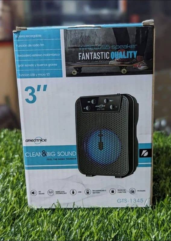 Greatnice – 3” Wireless Speaker Micro SD, FM Radio 0