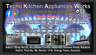 Repair, Service of Oven, Cooking Range, Hob/Stove, Range Hood, Chimney