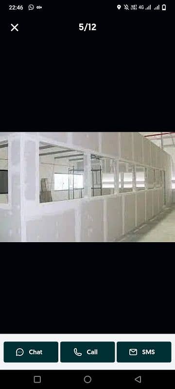 gypsum board partition and ceiling and cement board partition 5