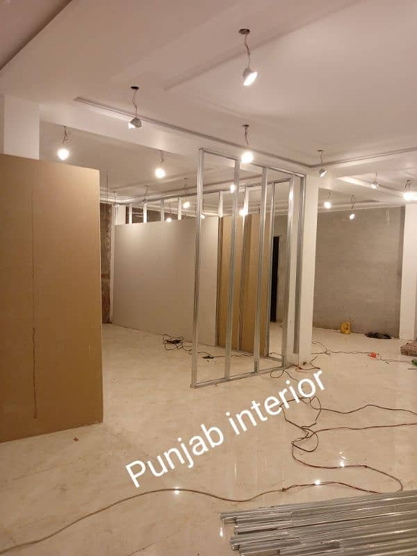 gypsum board partition and ceiling and cement board partition 7