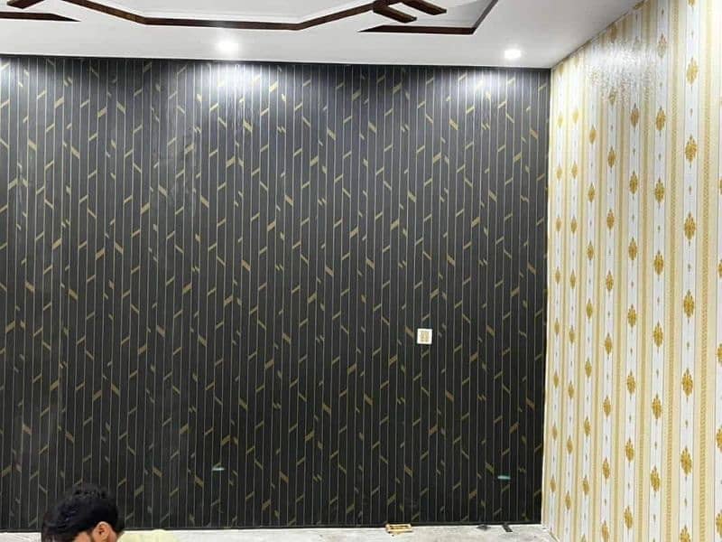 pvc wallpaper. Pvc panel. wood & vinyl floor sheet. Blinds. Ceiling. Grass. 2