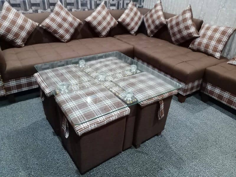 7 seatr L shape Sofa and table + 4 chairs dining 5