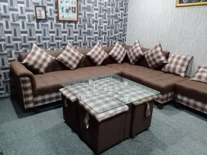 7 seatr L shape Sofa and table + 4 chairs dining 8