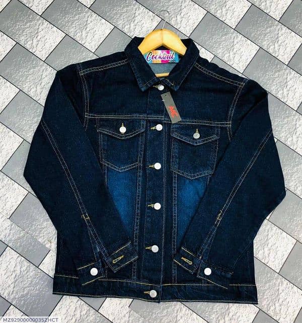 1 Pc Women's Stitched Denim Plain Jacket 1