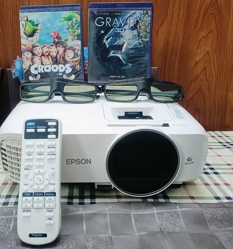 EPSON HOME CINEMA 2100,3-D PROJECTOR W/ REMOTE + 2 x 3D glassess 2