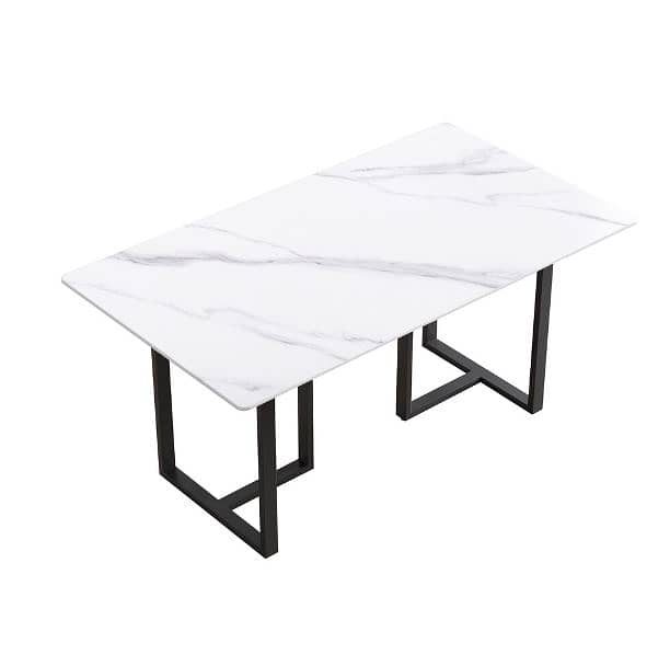 Modern Dining Table Dining White and Black Marble Effect Sheet Table 4