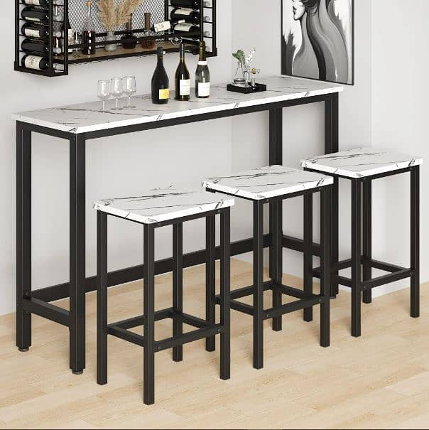 Modern Dining Table Dining White and Black Marble Effect Sheet Table 15