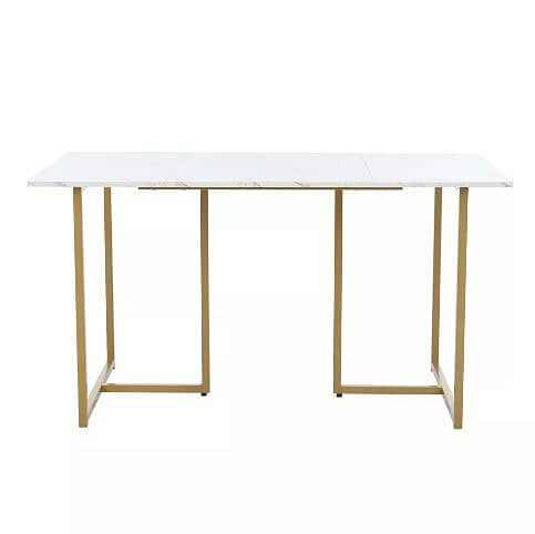 Modern Dining Table Dining White and Black Marble Effect Sheet Table 16