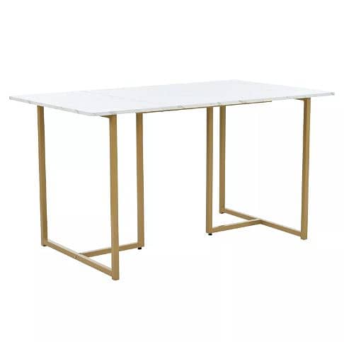 Modern Dining Table Dining White and Black Marble Effect Sheet Table 17