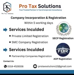 Partnership and pvt limited company registration Services in Lahore