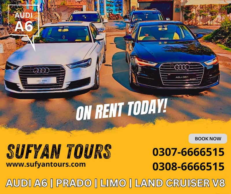 BRIDAL CAR ON RENT FORTUNER | AUDI A6 | PRADO | LIMO ON RENT | CAR V8 7