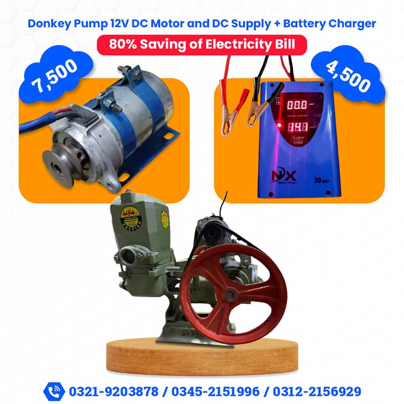 Donkey Pump 12V Motor and DC Supply + Battery Charger 0