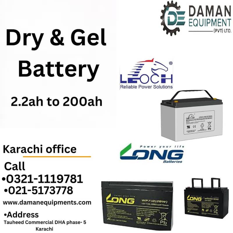 Dry Batteries Leoch 100ah 0