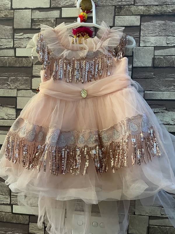 baby pink western tail frock 0