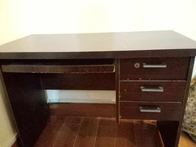 Solid Wood Study Table with 3 Drawers 0