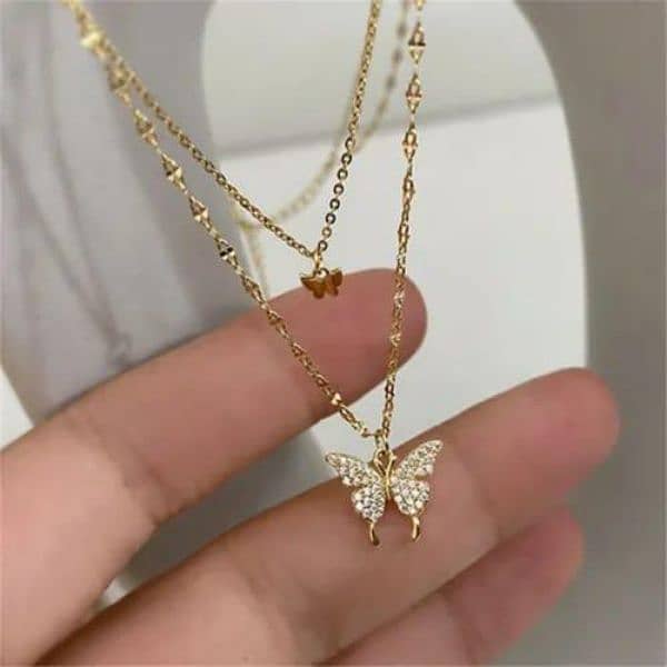 1 PC Gold plated Doubled layered butterfly design pendant 2