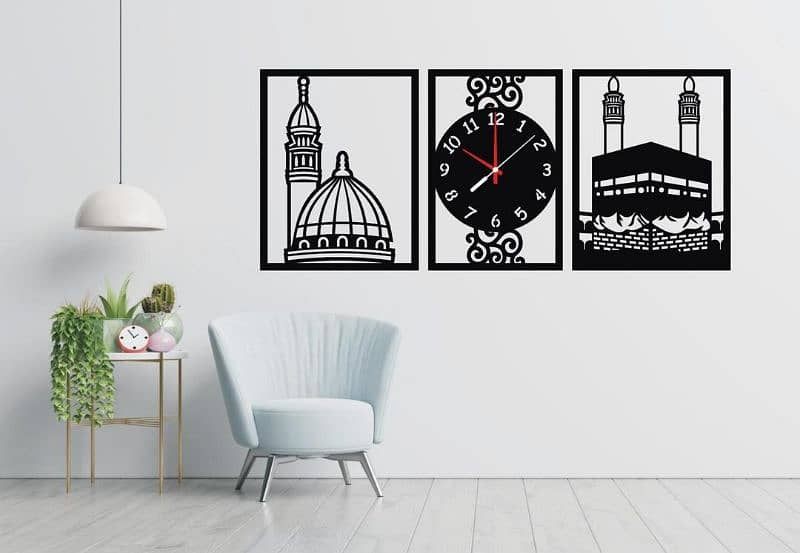 Islamic Wall Clock Khana kaaba and Madina Munawarah design 1