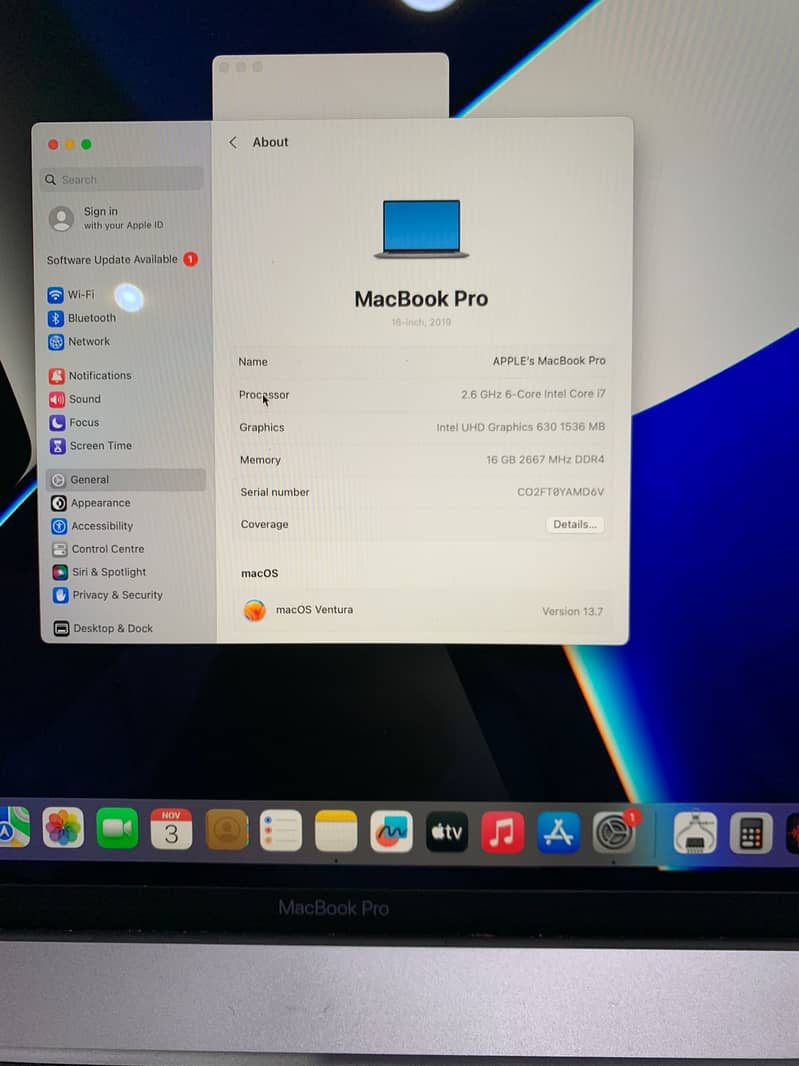 MacBook Pro 2019 | 16 Inches | Intel Core i7 | 16GB RAM | 512GB SSD | 0