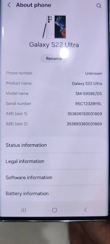 Samsung S22 ultra offical pta approved 10by9.5 dual sim 6