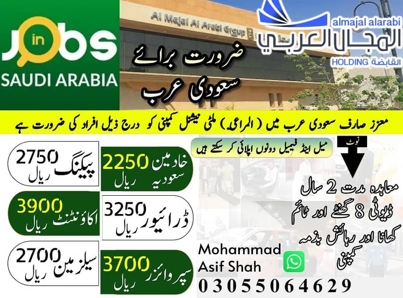 Jobs in Saudia / Staff Required | Job Visa Available / Male Female Job 0