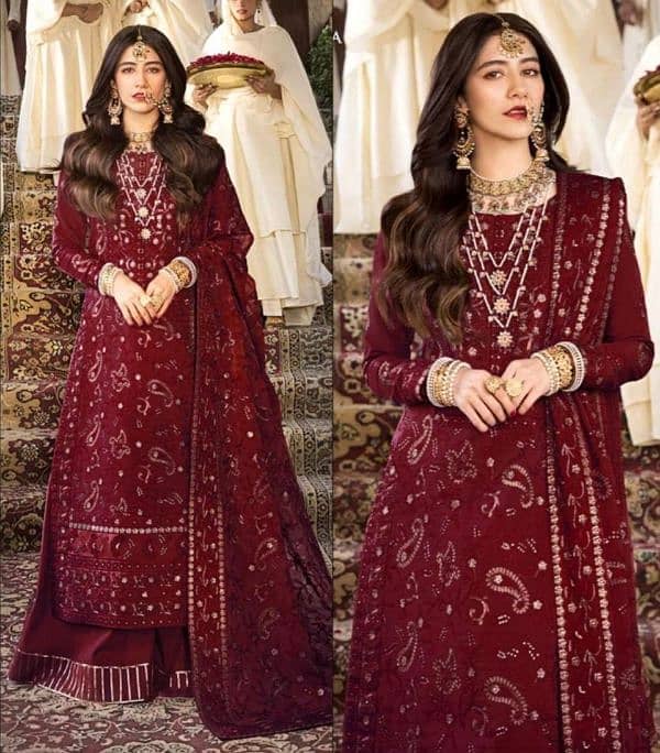 3 pcs women s embroidered dhannak suit 3