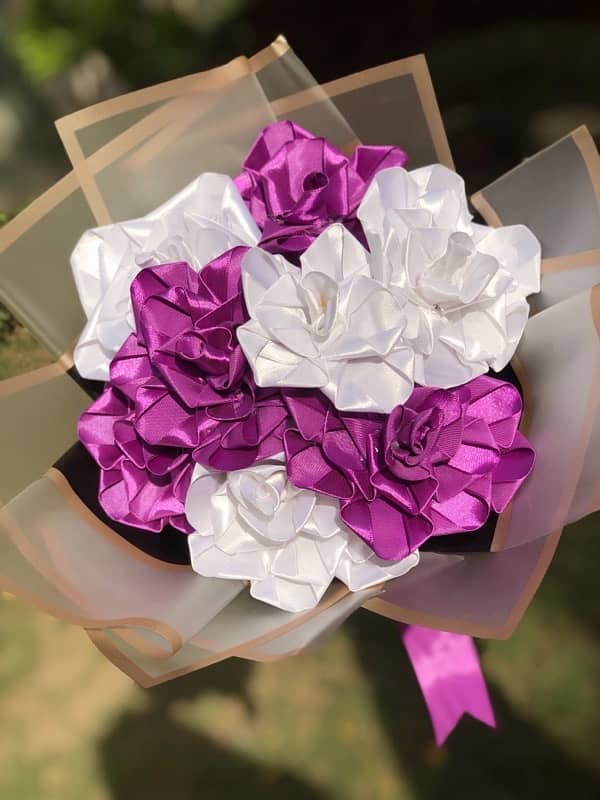 handmade ribbon flower bouquet 0