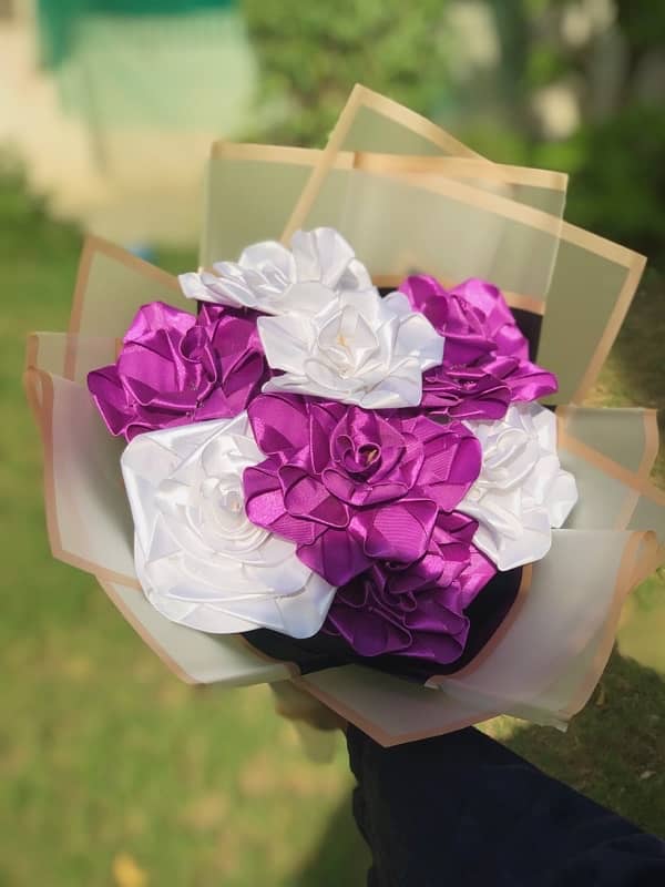 handmade ribbon flower bouquet 1