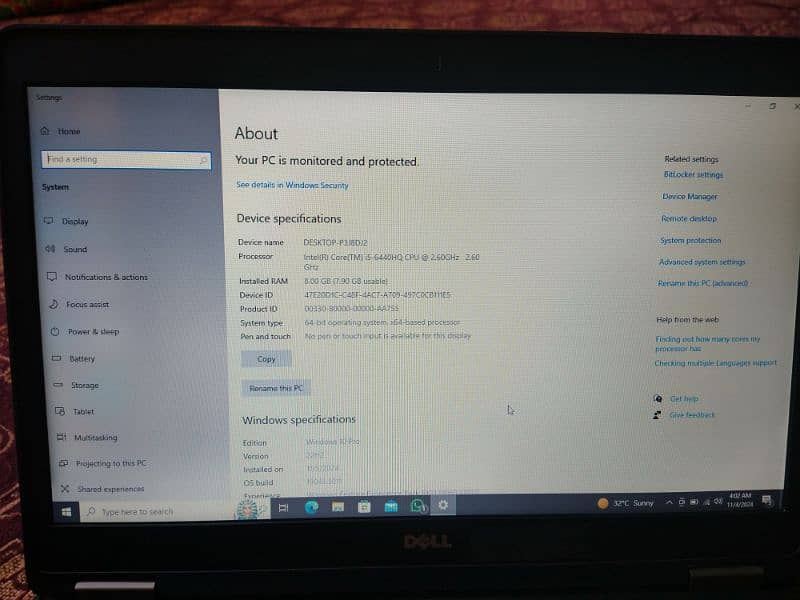 Dell Core i5 6th 2gb graphics 7