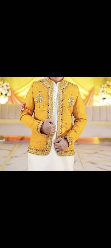 mehndi waistcoat mustard color 1