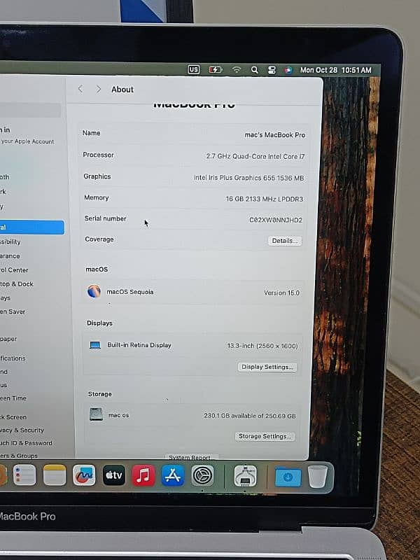 MACBOOK PRO 2018 CTO MODLE 13 INCH TOUCHBAR CORE I7 Q-C 16GB 256GB SSD 1