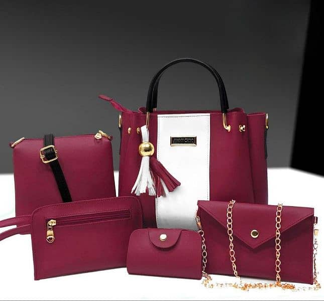 Girl's PU leather plain handbag set. 0