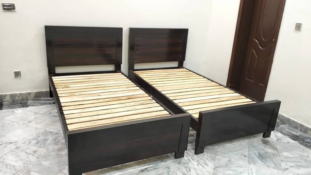 single bed / poshish bed / side tables / solid wooden bed set / bed 0