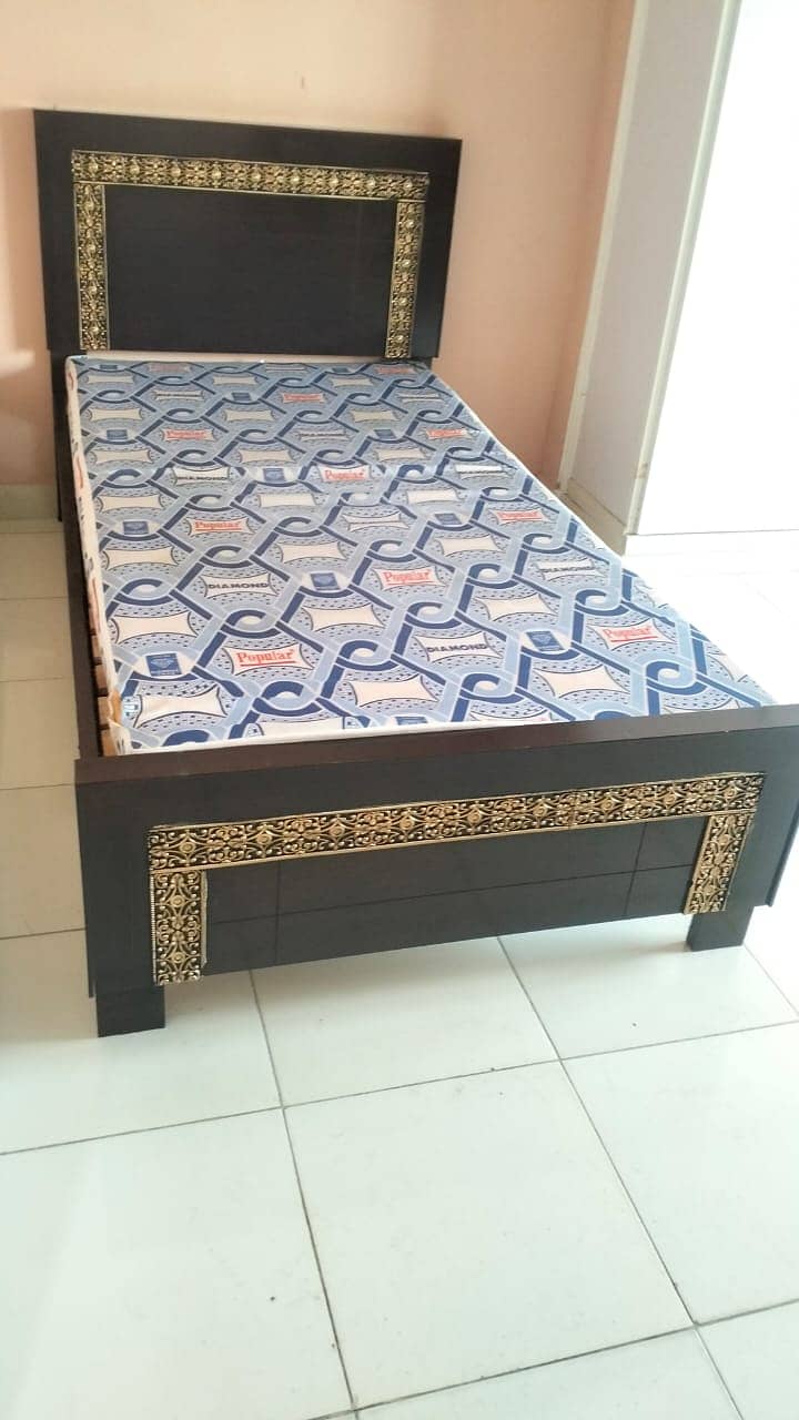 single bed / poshish bed / side tables / solid wooden bed set / bed 11