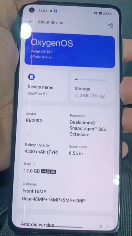 oneplus8t dull sim PTA approve. 1 line Hy 1