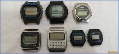 Lot of 7 Vintage Antique Digital LCD Watches Casio Citizen Seiko Time